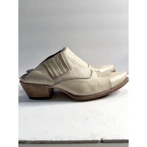 Freebird Unisex Womens Sz.12   Mens 10? Western  Slip On Heel Off-White Leather